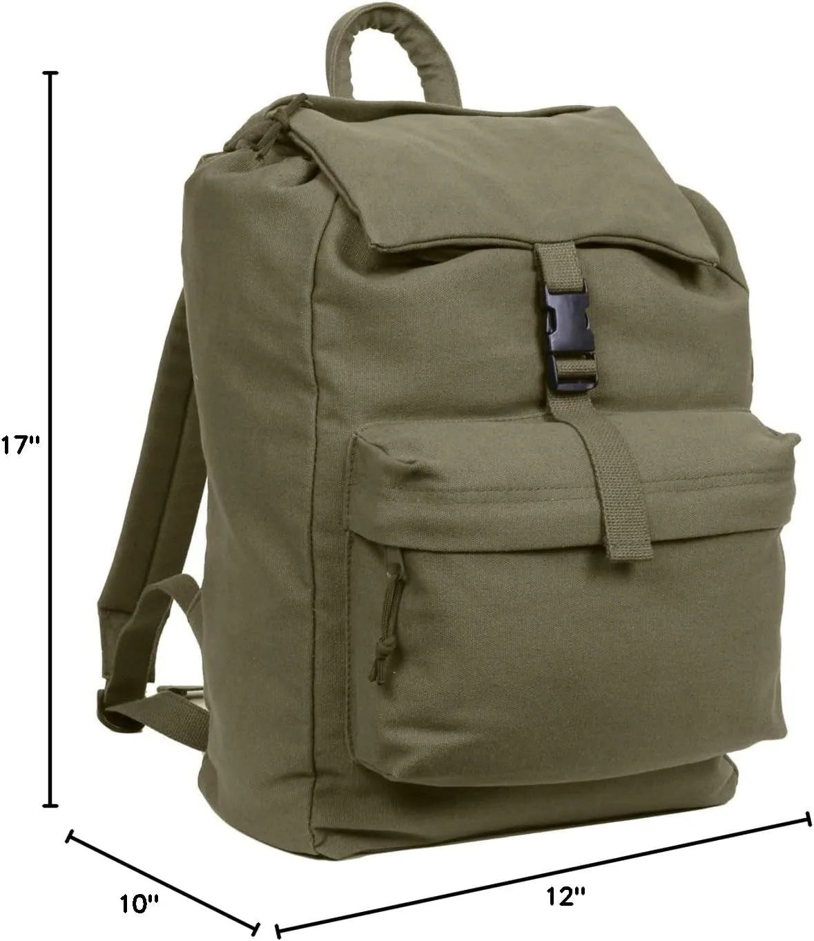Rothco Canvas Daypack  Heavy-Duty Cotton Canvas Backpack for Hiking, Camping, Traveling, and Daily Use  34L Capacity