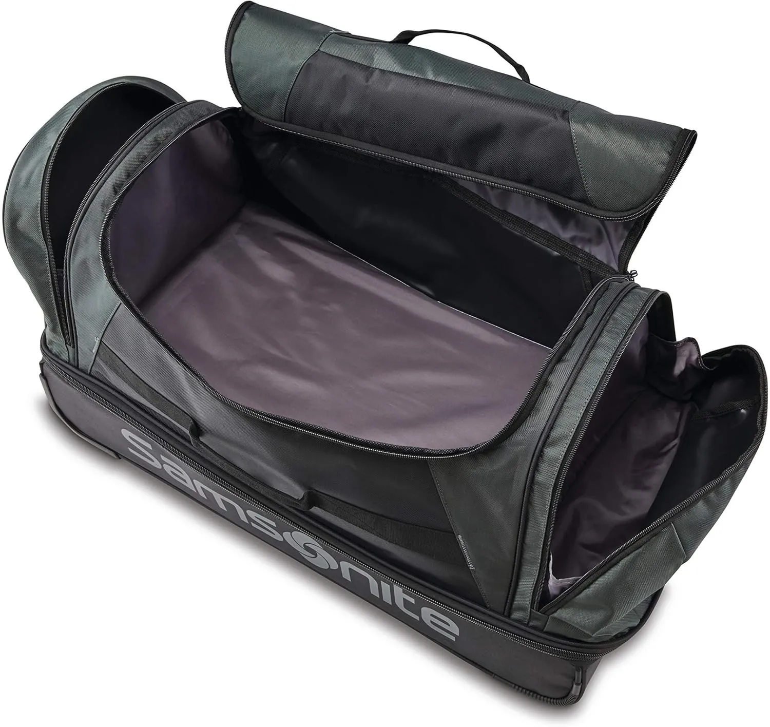 Samsonite Andante 2 Wheeled Duffel Bag  32-Inch Durable Rolling Luggage with Inline Skate Wheels, Push-Button Handle & Spacious Compartments  Travel-Friendly and Lightweight - Moss Green/Black