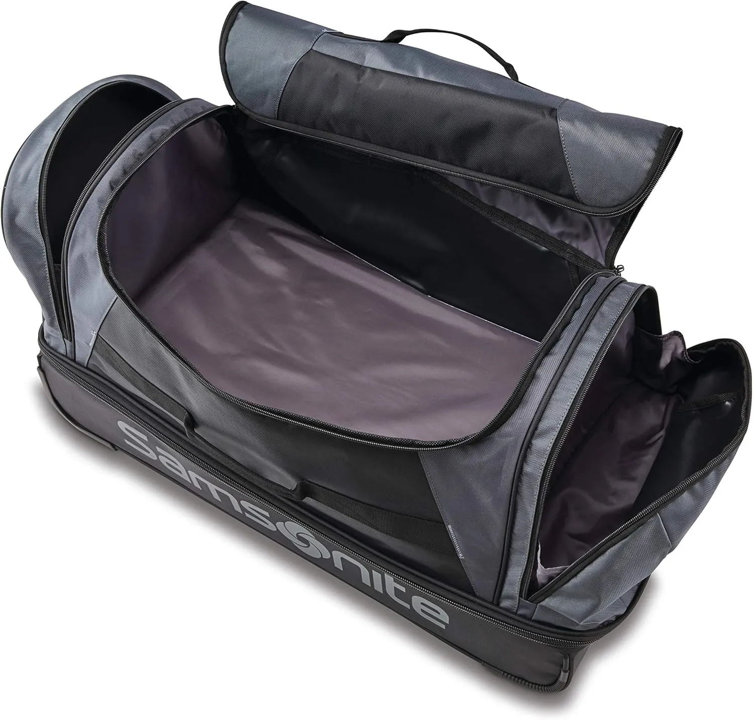 Samsonite Andante 2 Wheeled Duffel Bag  32-Inch Durable Rolling Luggage with Inline Skate Wheels, Push-Button Handle & Spacious Compartments  Travel-Friendly and Lightweight - Riverrock/Black