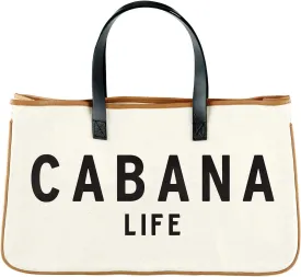Santa Barbara Design Studio Tote Bag Hold Everything Collection Black and White 100% Cotton Canvas with Leather Handles
