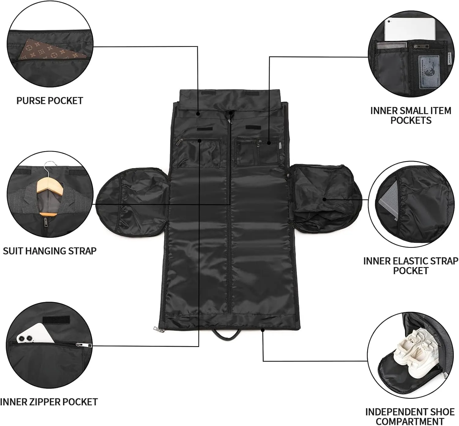 seyfocnia Rolling Garment Bag,Rolling Duffle Bag with Wheels Rolling Garment Bags for Travel with Shoe Pouch Carry On Bag Weekender Bags Garment Duffel Bag for Men or Women-Grey