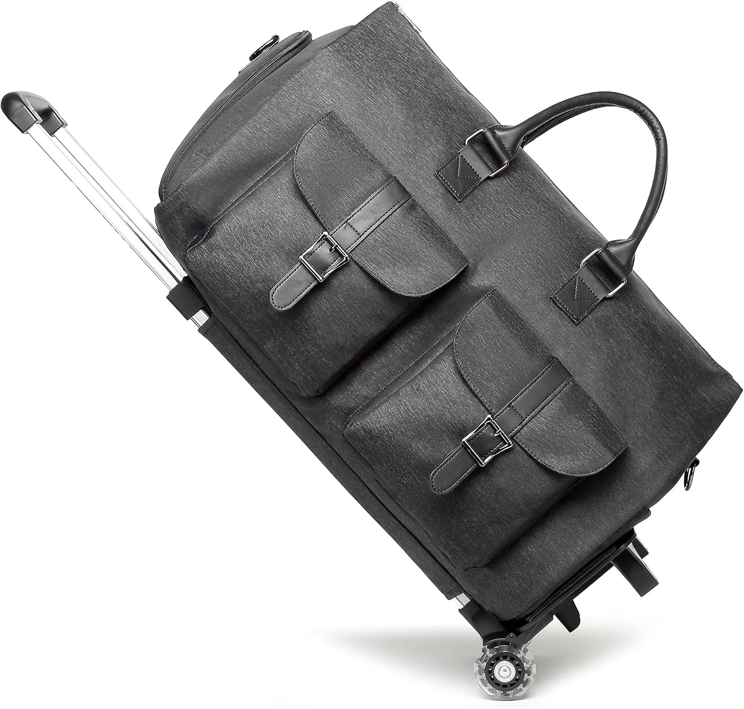 seyfocnia Rolling Garment Bag,Rolling Duffle Bag with Wheels Rolling Garment Bags for Travel with Shoe Pouch Carry On Bag Weekender Bags Garment Duffel Bag for Men or Women-Grey