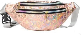 Shoulder bag 1PC Holographic Pack Waist Bag PU Beach Travel Banana Hip Bum Zip Women Purse Belt Bags Girl Chest Bags(Black) (Orange)