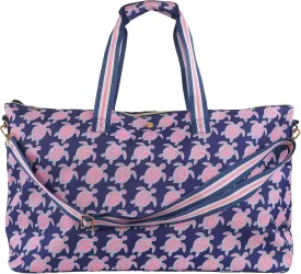 Simply Southern Navy Turtle Duffle Bag With Top Zipper And Striped Handles, Large