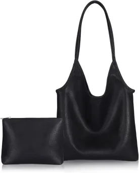Slouchy Bags for Women Tote Bag Soft Vegan Leather Designer Shoulder Purses Large Capacity with Coin Purse for Women 2pcs
