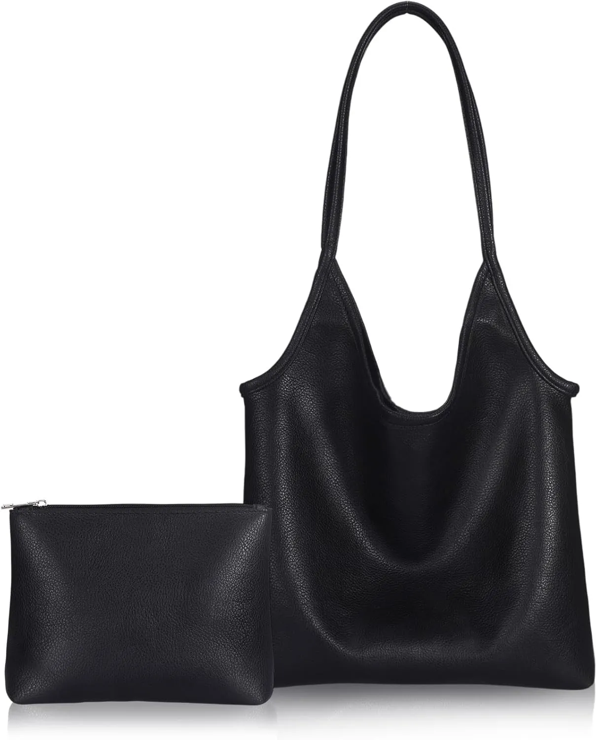 Slouchy Bags for Women Tote Bag Soft Vegan Leather Designer Shoulder Purses Large Capacity with Coin Purse for Women 2pcs