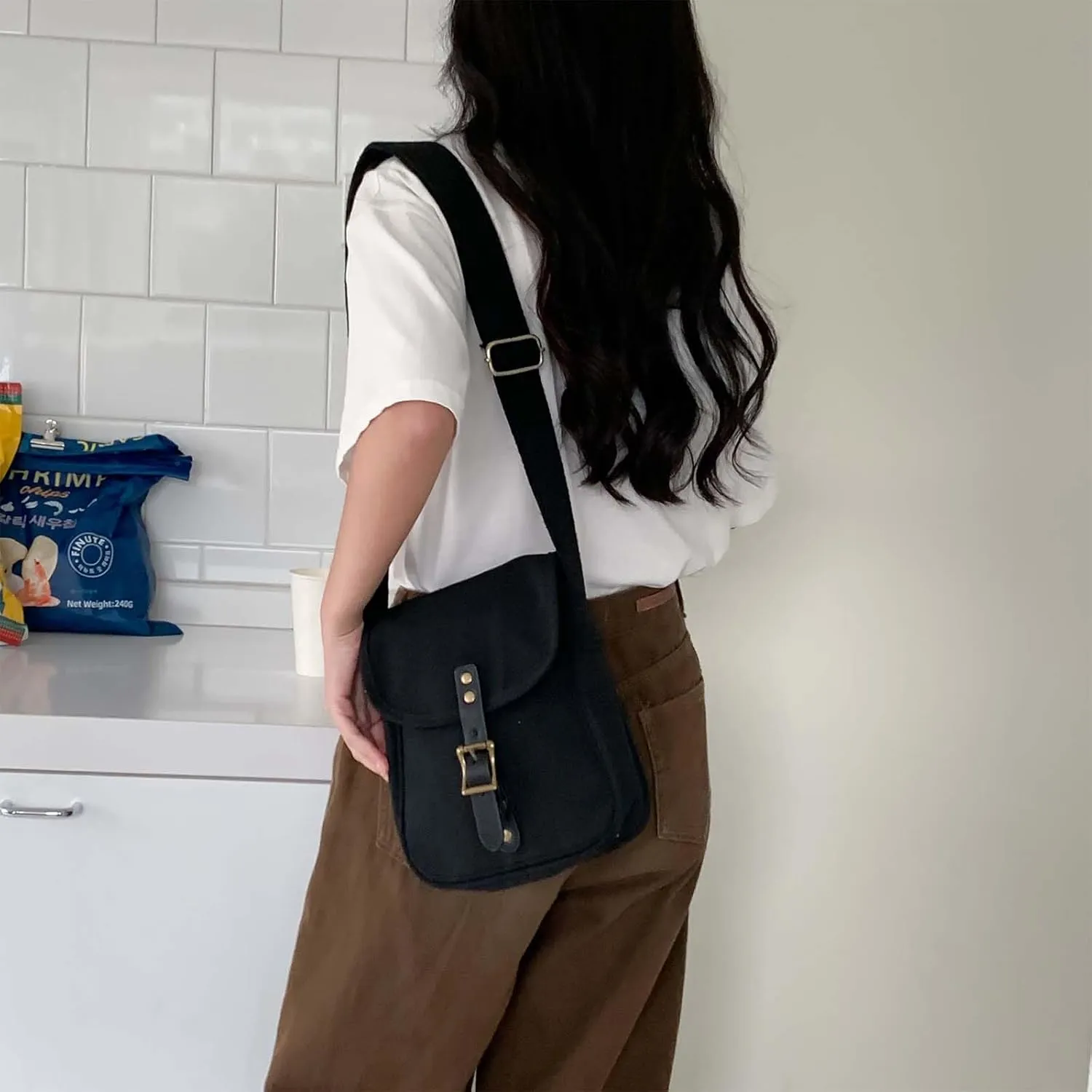 Small Crossbody Bags for Men Women,Canvas Messenger Purse,Trendy Design Satchel Bag