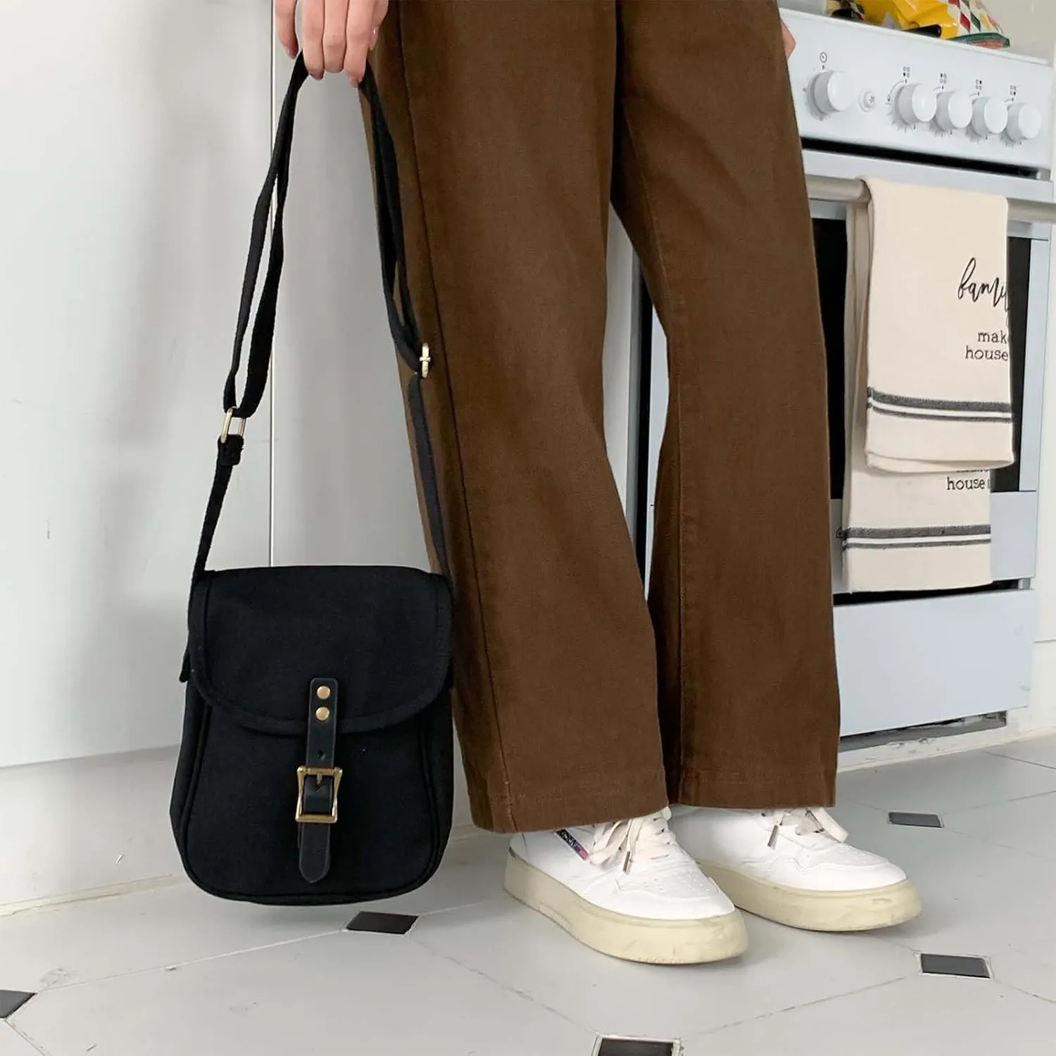 Small Crossbody Bags for Men Women,Canvas Messenger Purse,Trendy Design Satchel Bag