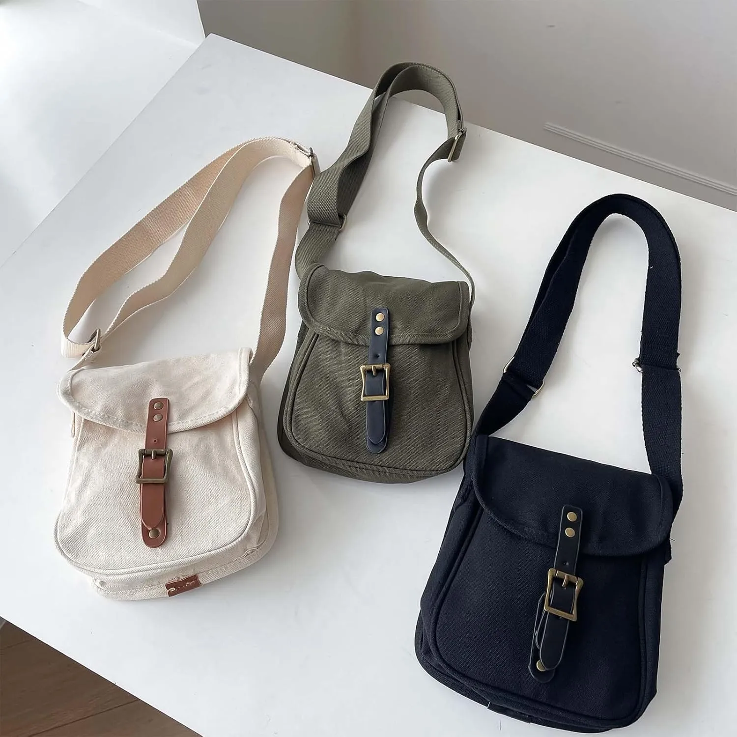 Small Crossbody Bags for Men Women,Canvas Messenger Purse,Trendy Design Satchel Bag
