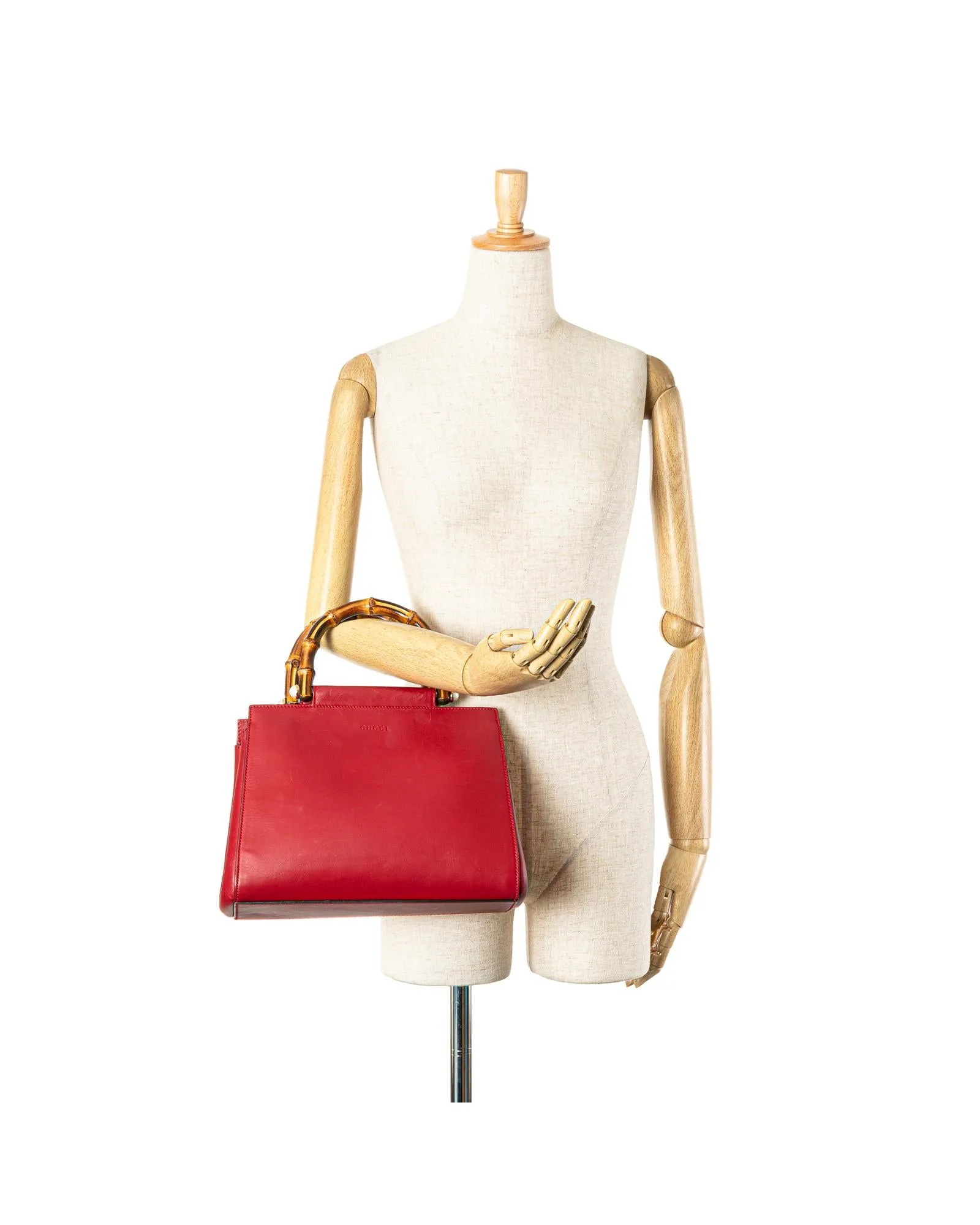 Small Leather Bamboo Handle Satchel