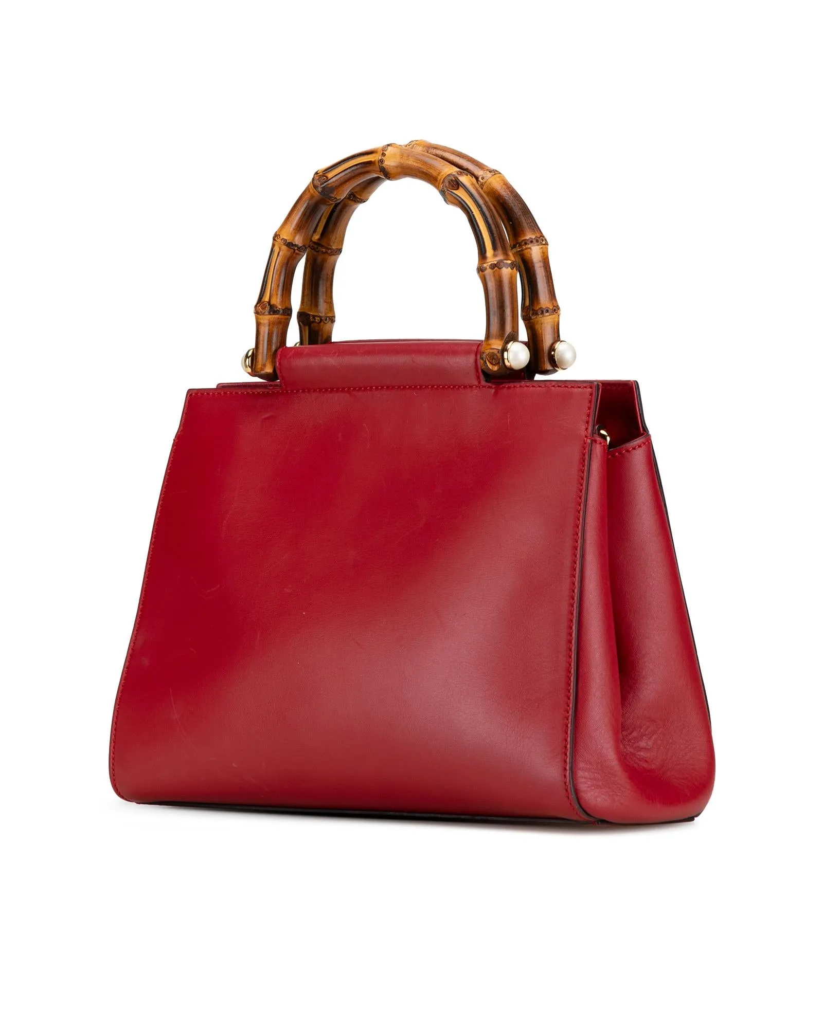 Small Leather Bamboo Handle Satchel