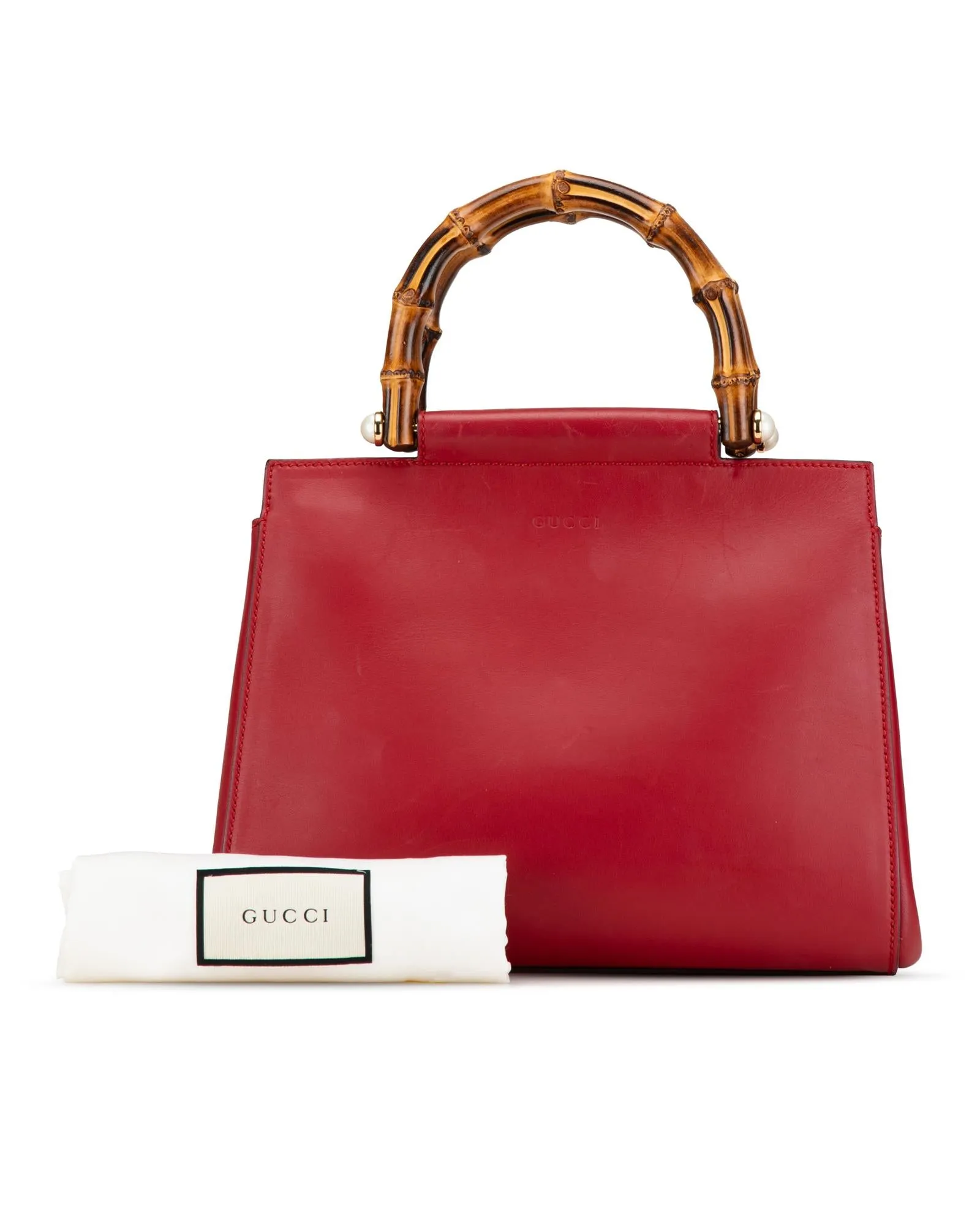 Small Leather Bamboo Handle Satchel