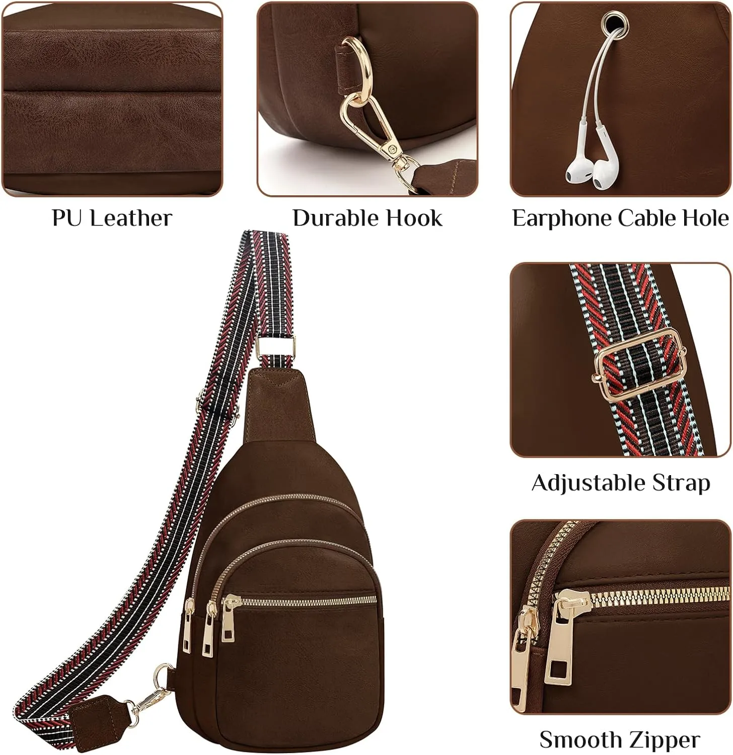 Small Leather Sling Bags for Women Fashion Crossbody Backpack Purse Sling Crossbody Bags