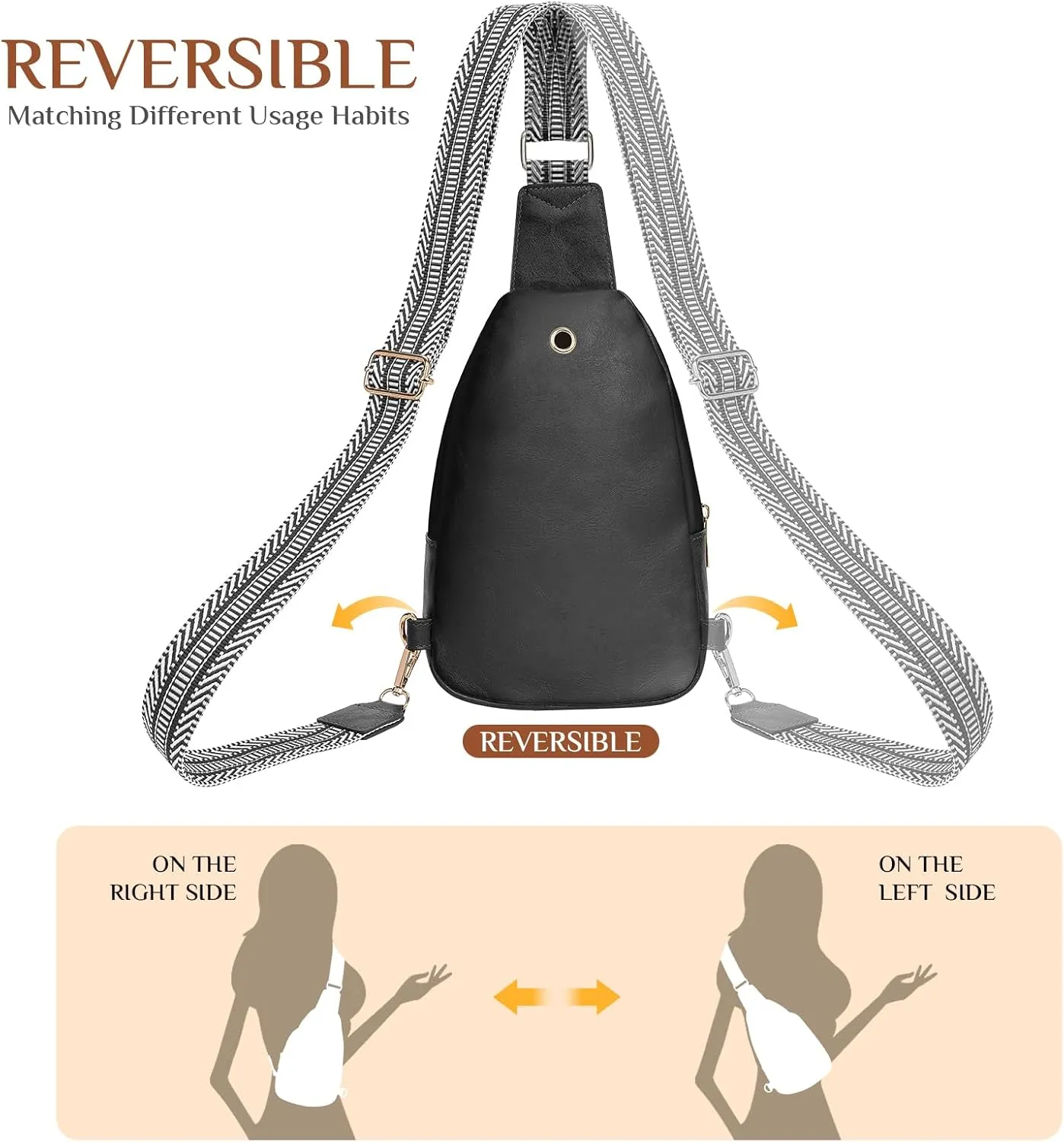Small Leather Sling Bags for Women Fashion Crossbody Backpack Purse Sling Crossbody Bags