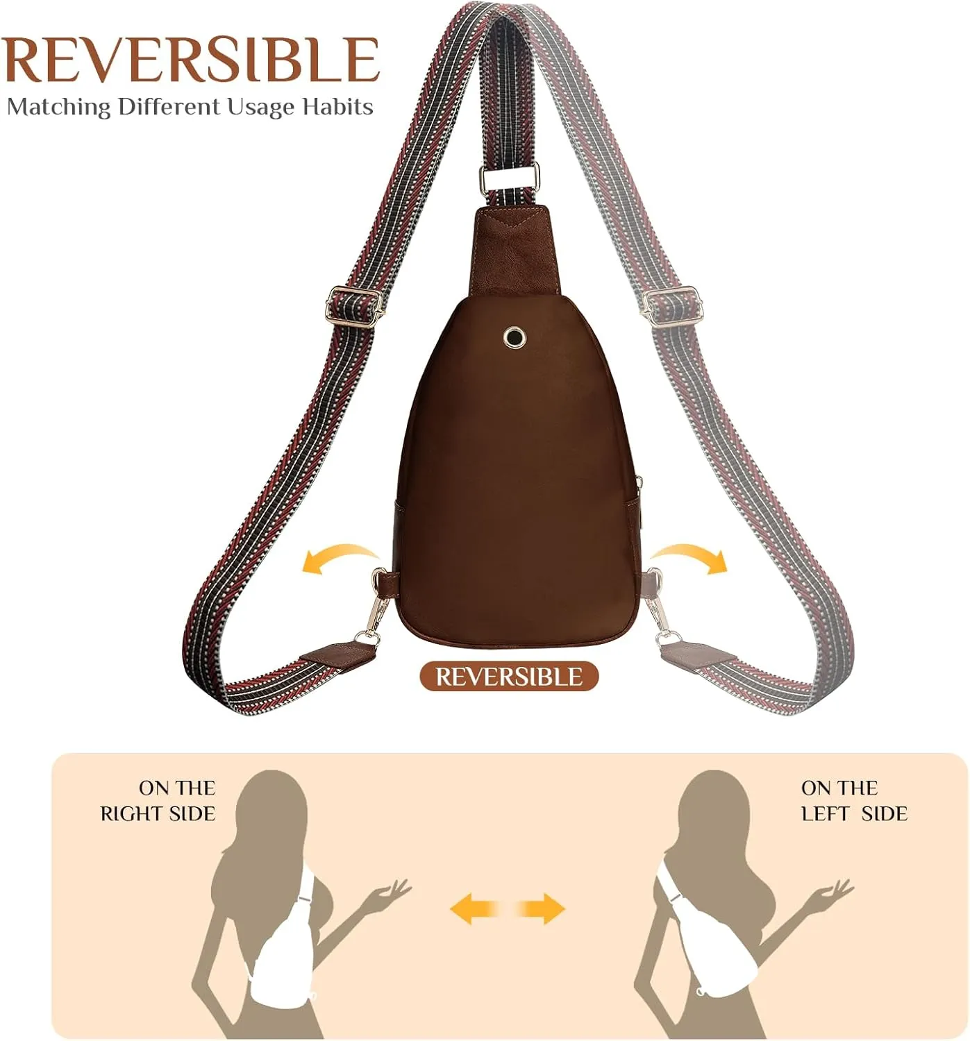Small Leather Sling Bags for Women Fashion Crossbody Backpack Purse Sling Crossbody Bags