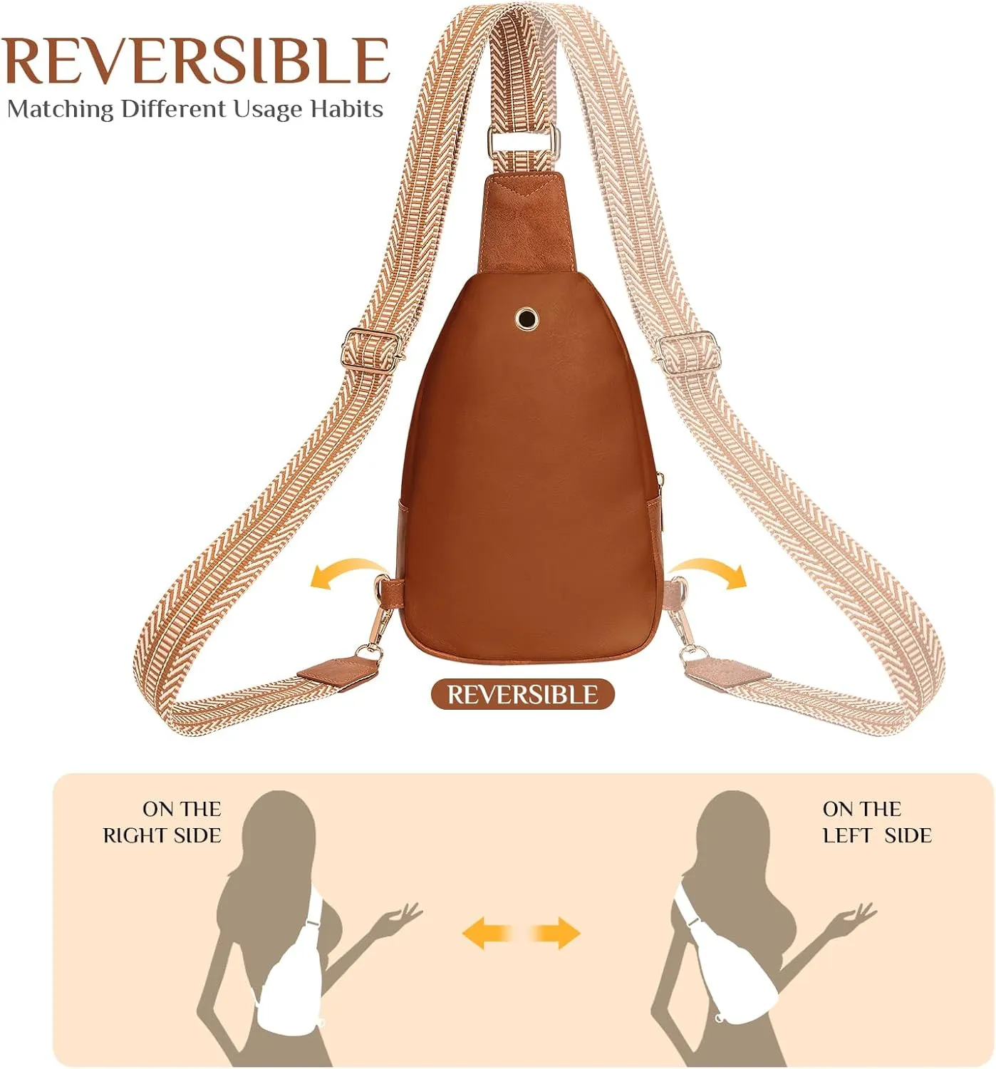 Small Leather Sling Bags for Women Fashion Crossbody Backpack Purse Sling Crossbody Bags
