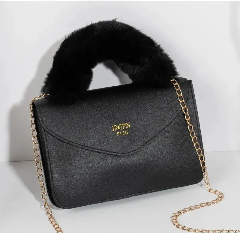 Soft Furry Plush Top-handle Crossbody Designer Handbags