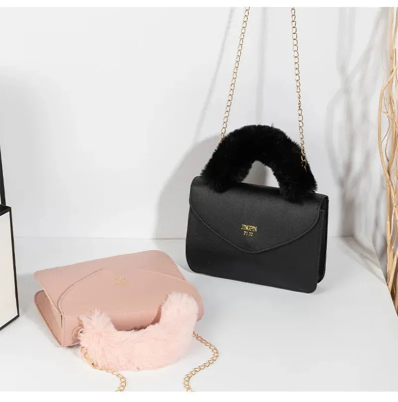 Soft Furry Plush Top-handle Crossbody Designer Handbags