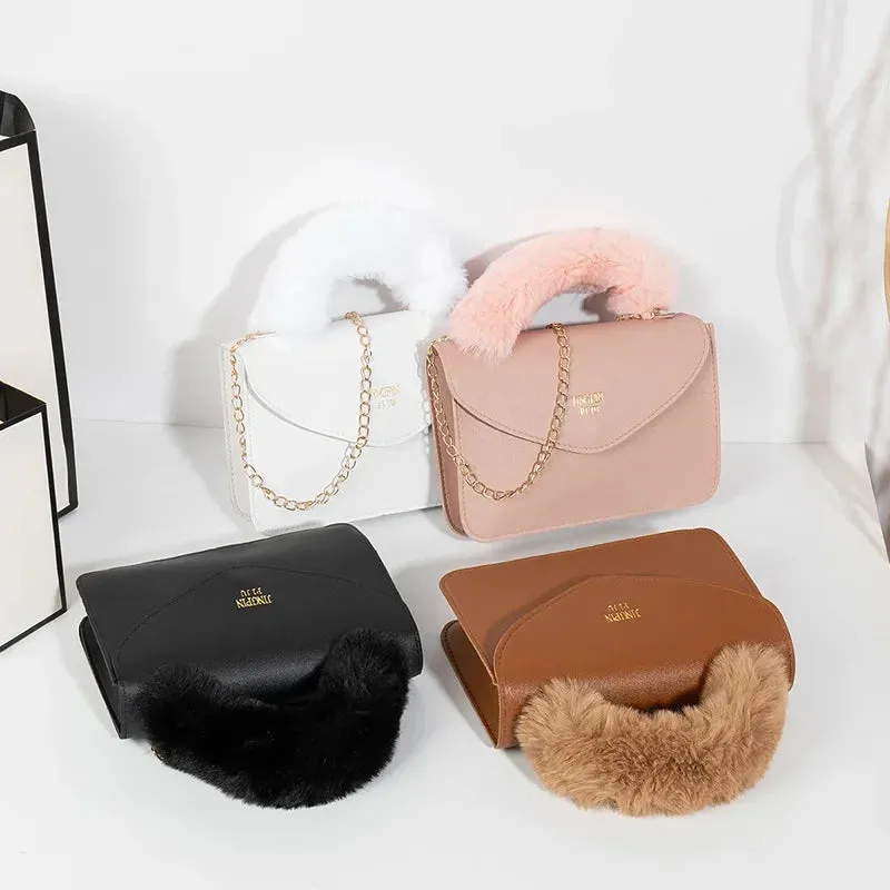 Soft Furry Plush Top-handle Crossbody Designer Handbags