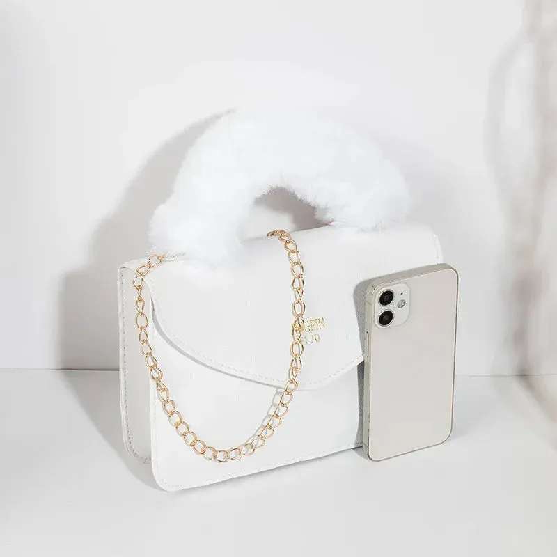 Soft Furry Plush Top-handle Crossbody Designer Handbags