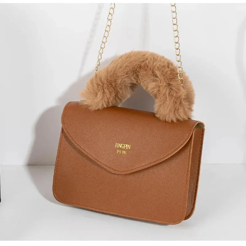 Soft Furry Plush Top-handle Crossbody Designer Handbags