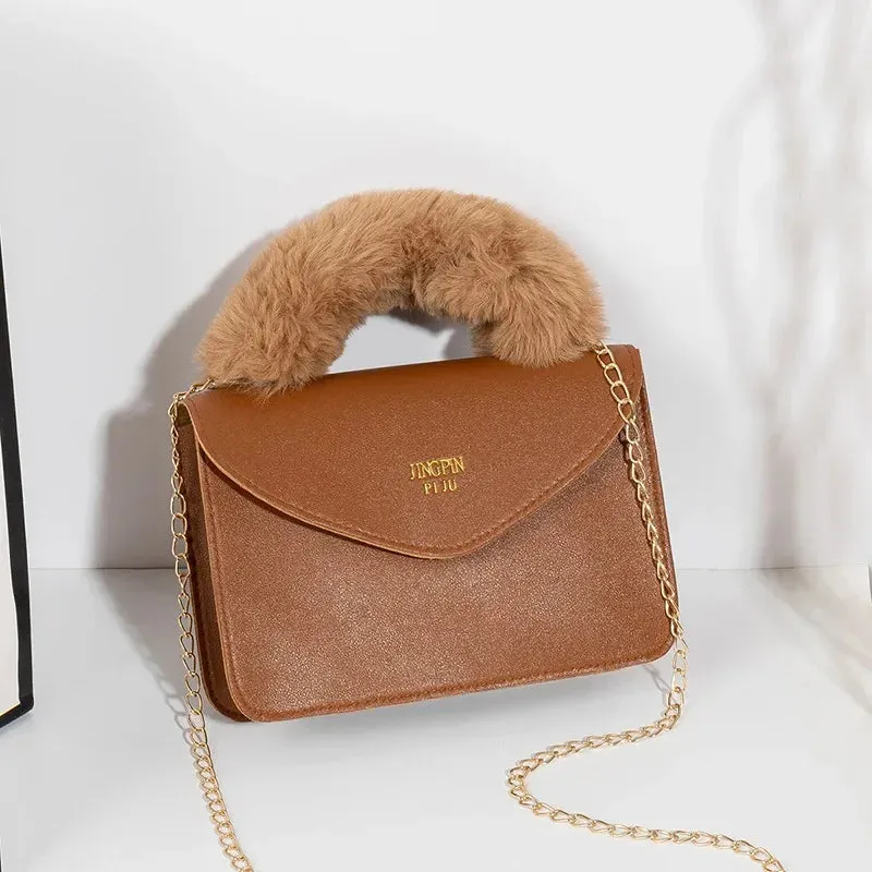 Soft Furry Plush Top-handle Crossbody Designer Handbags