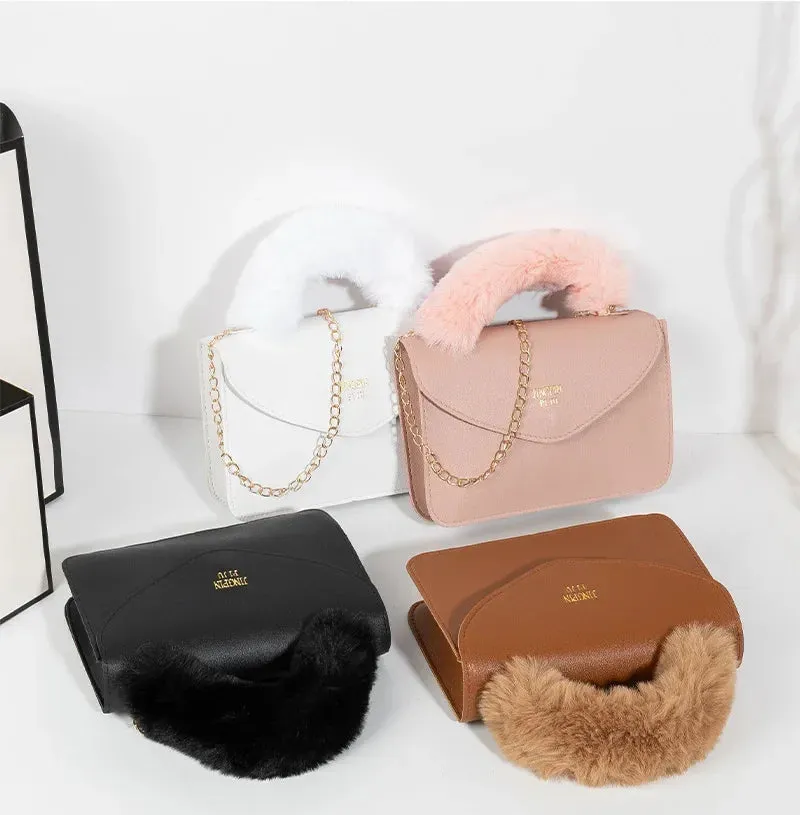 Soft Furry Plush Top-handle Crossbody Designer Handbags