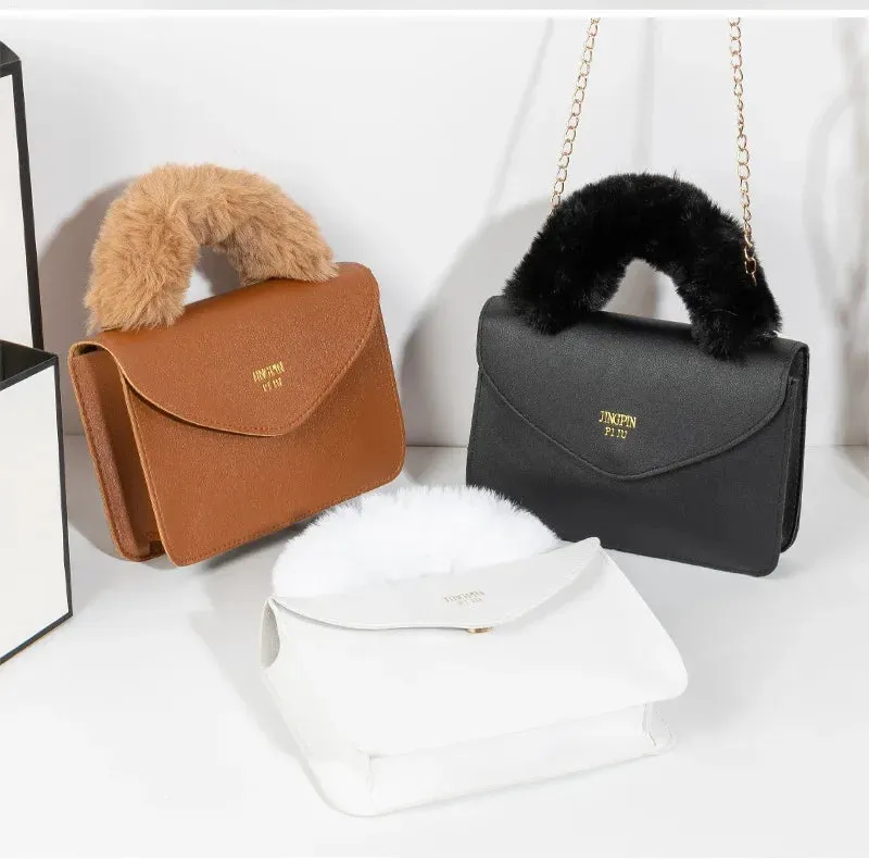 Soft Furry Plush Top-handle Crossbody Designer Handbags