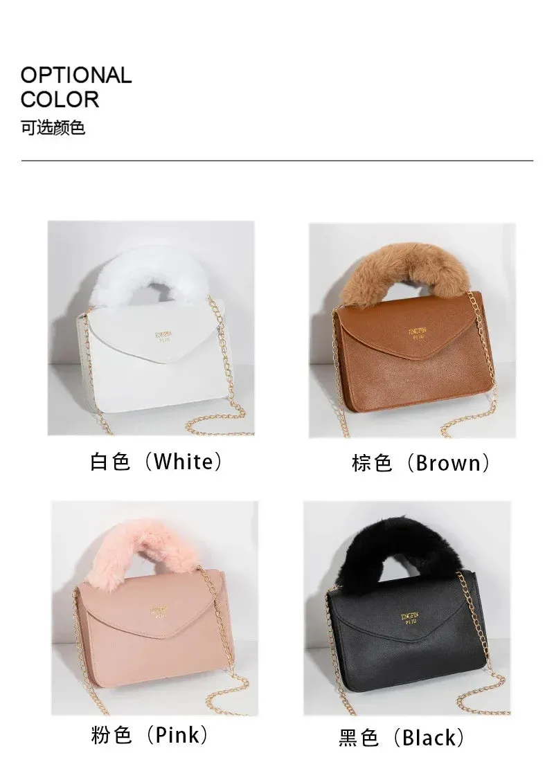 Soft Furry Plush Top-handle Crossbody Designer Handbags