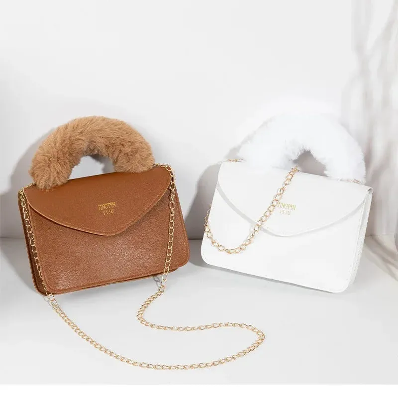 Soft Furry Plush Top-handle Crossbody Designer Handbags