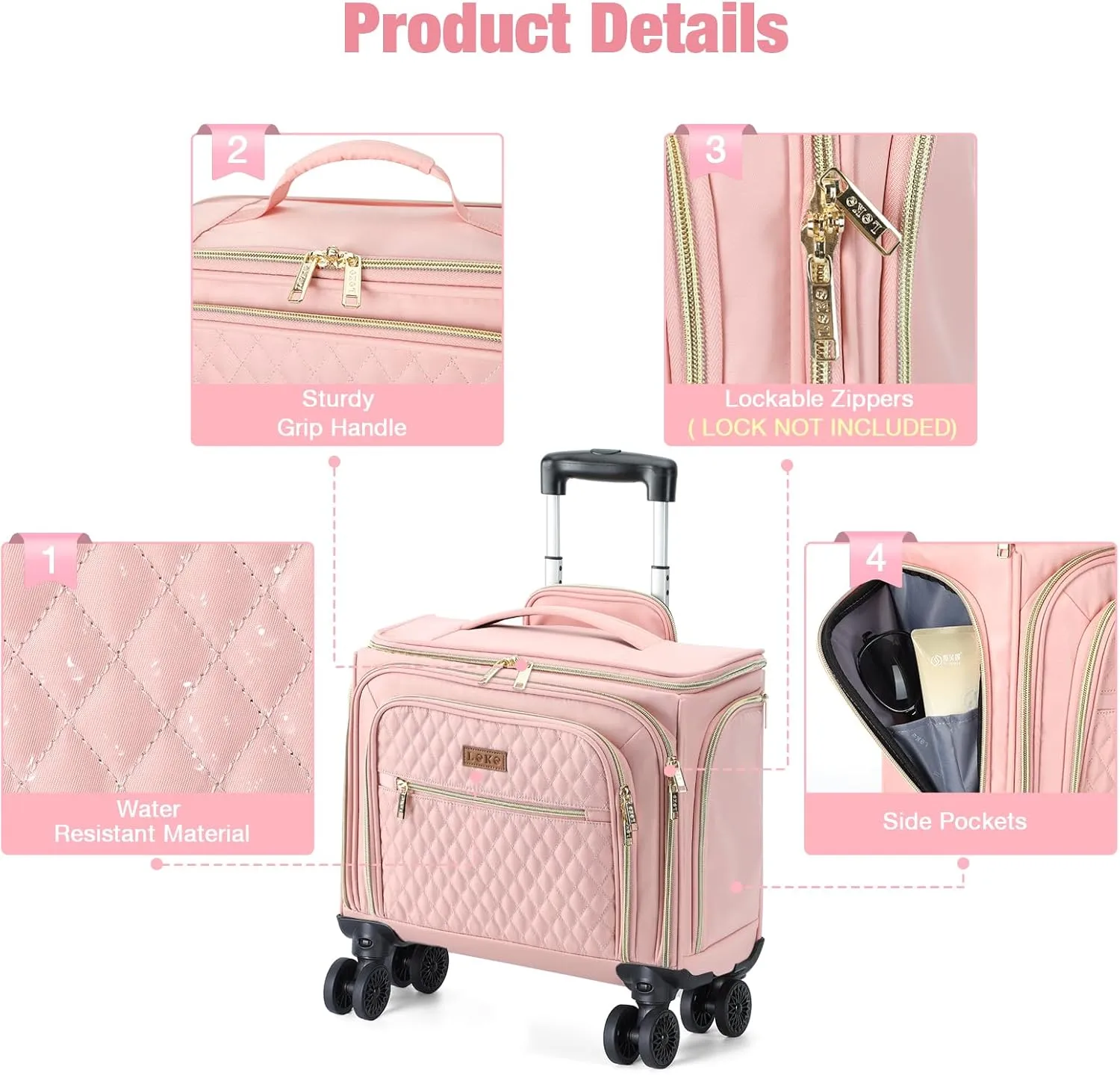 Softside Expandable Luggage with 4 Spinner Wheels 20" Pink