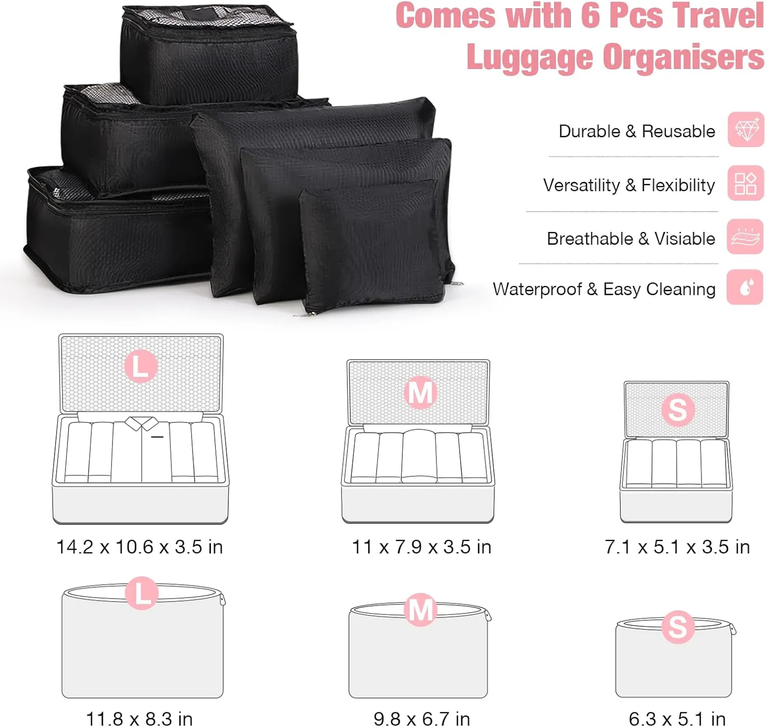 Softside Expandable Luggage with 4 Spinner Wheels 20" Pink