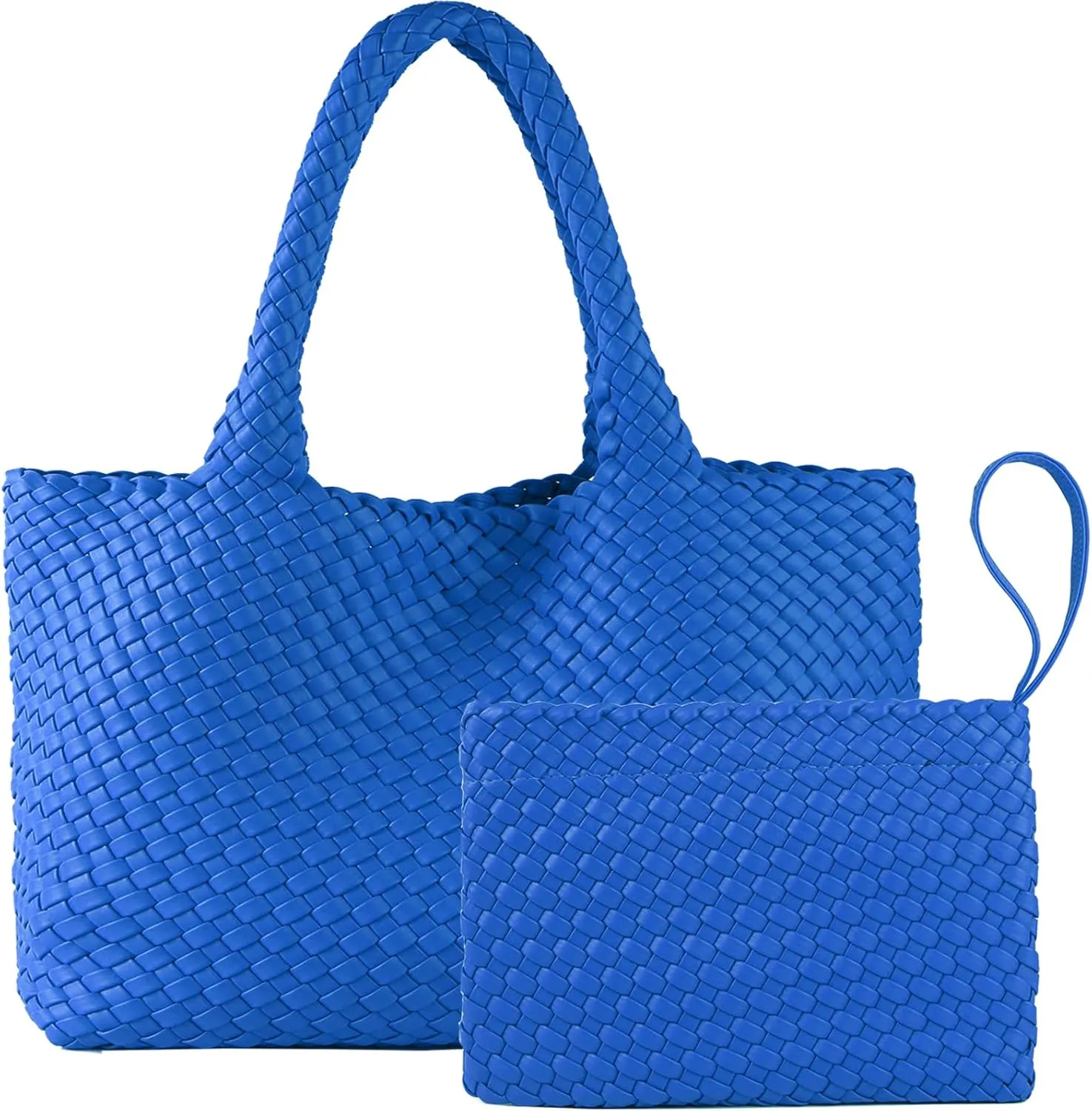 SporGenius Woven Tote Bag for Women, Large Summer Beach Bags with Top Handle Handbag, Vegan Leather Totes Purse
