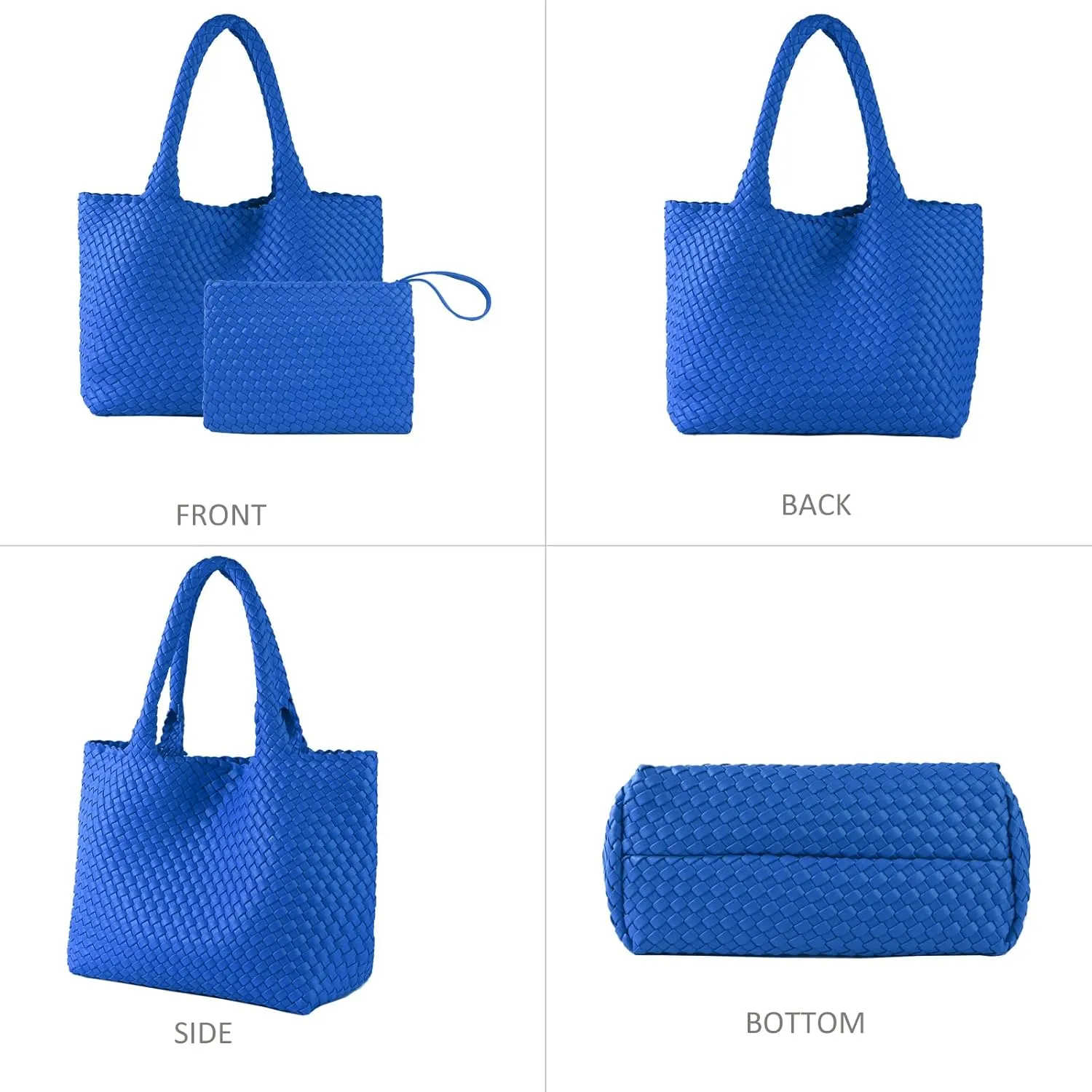 SporGenius Woven Tote Bag for Women, Large Summer Beach Bags with Top Handle Handbag, Vegan Leather Totes Purse