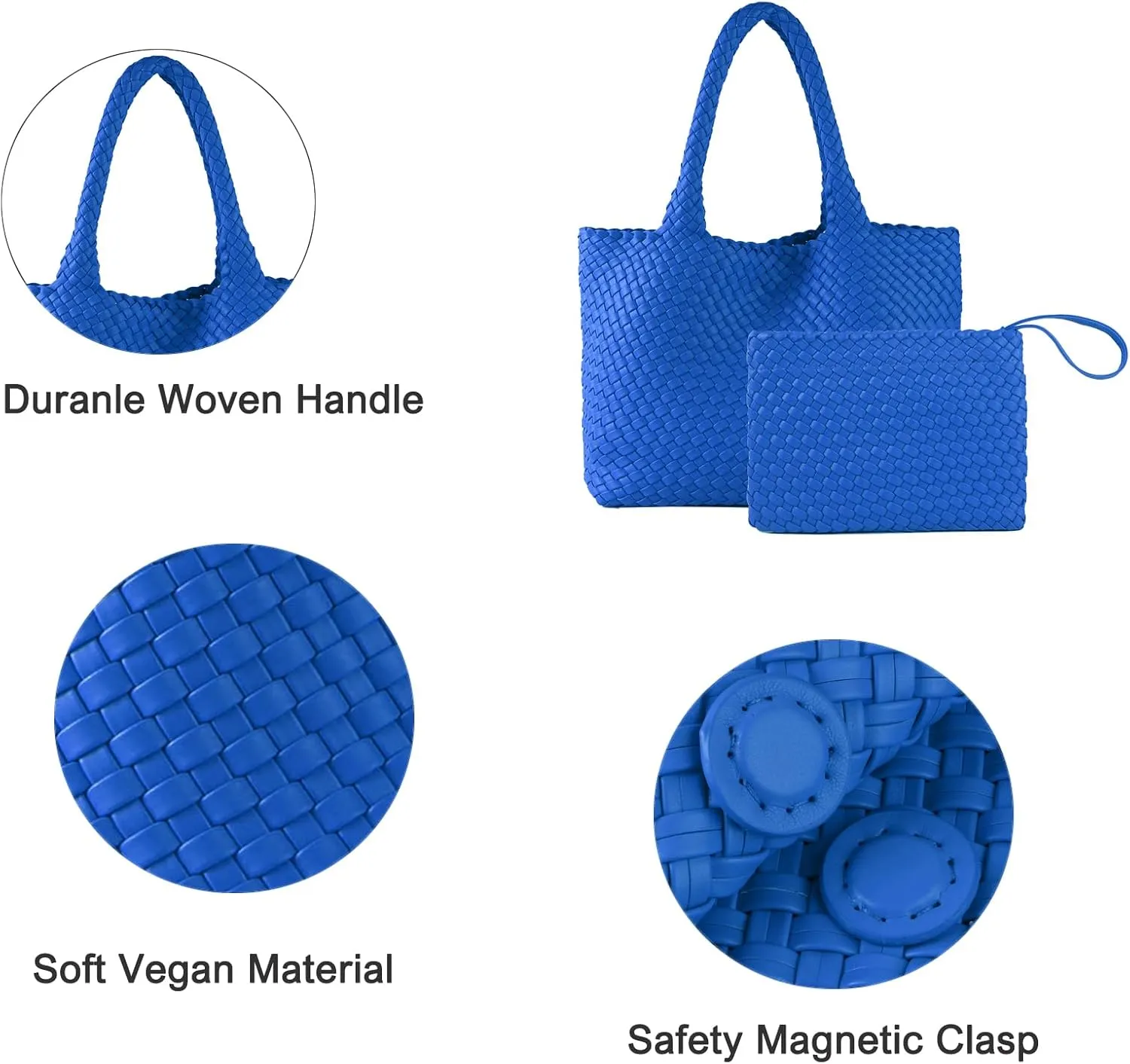 SporGenius Woven Tote Bag for Women, Large Summer Beach Bags with Top Handle Handbag, Vegan Leather Totes Purse