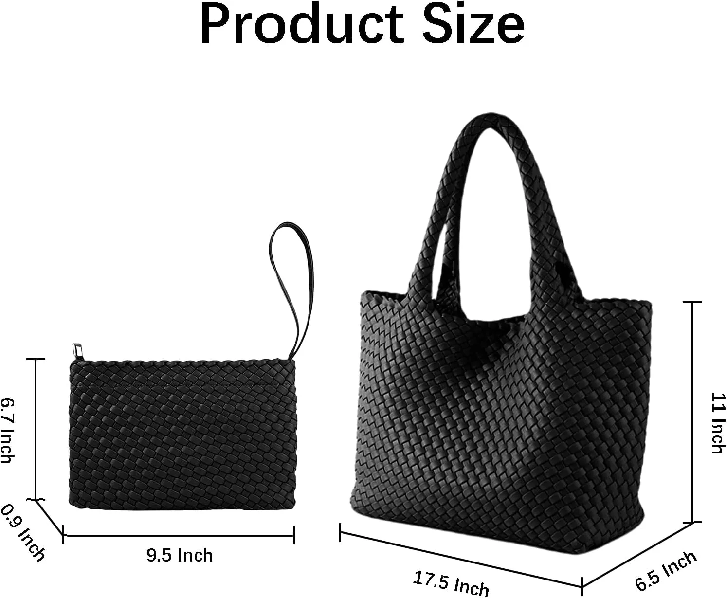 SporGenius Woven Tote Bag for Women, Vegan Leather Beach Bags with Small Purse, Large Travel Top Handle Handbags