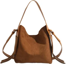 Suede Bucket Bags for Women Slouchy Hobo Bags for Women Retro Satchel Tote Bag Suede Handbag Crossbody Bag for Travel Work