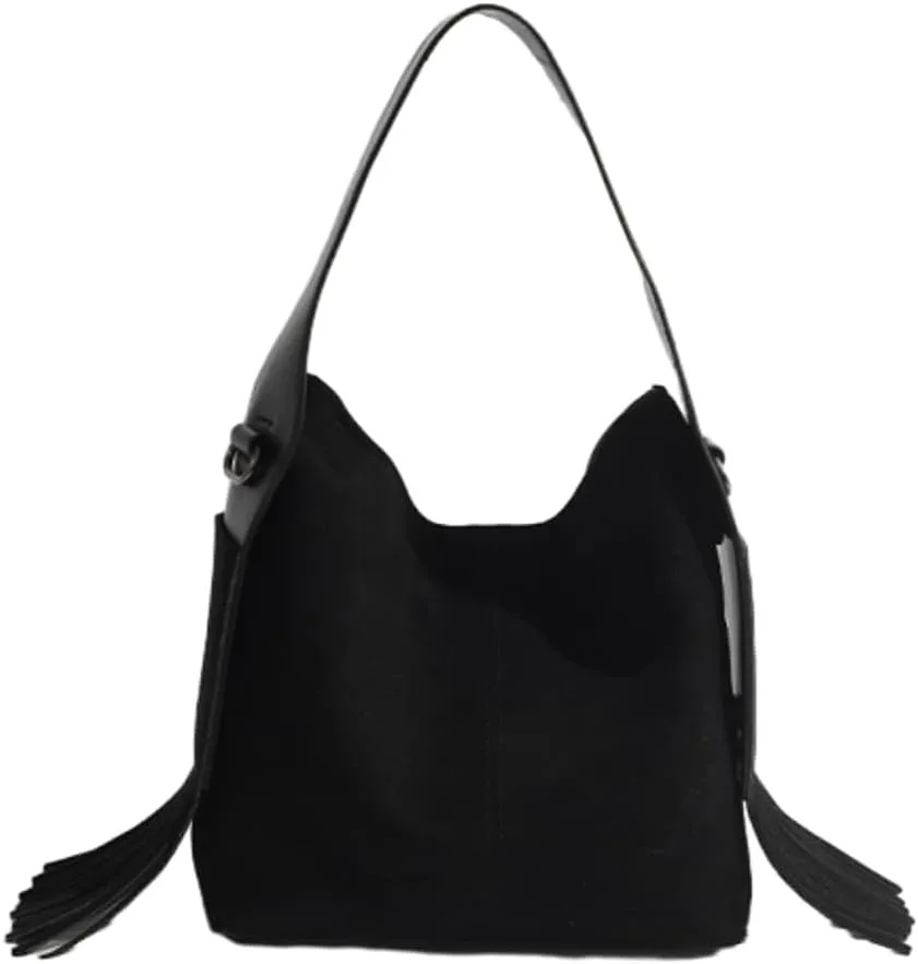 Suede Bucket Bags for Women Slouchy Hobo Bags for Women Retro Satchel Tote Bag Suede Handbag Crossbody Bag for Travel Work