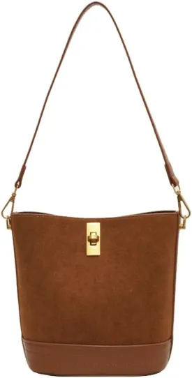 Suede Bucket Purse for Women Retro Crossbody Purses for Women Elegant Hobo Bag Sling Handbag Clutch Carryall 2024 New