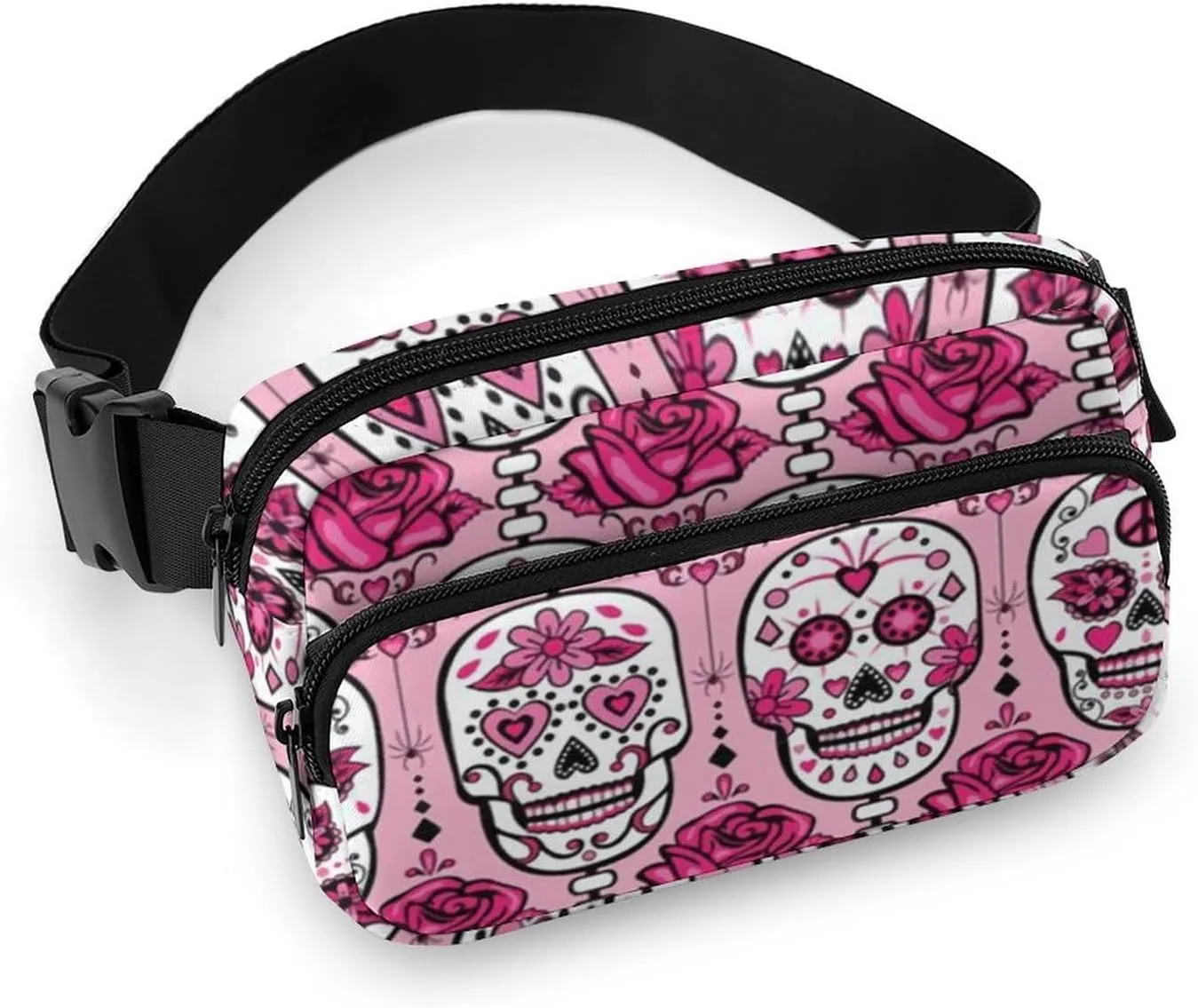 Sugar Skulls Fashion Fanny Pack Belt Bag Crossbody Bags for Women Men Waist Bag with Adjustable Strap