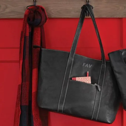 Swerv Collection Black Super Shopper Leather Tote