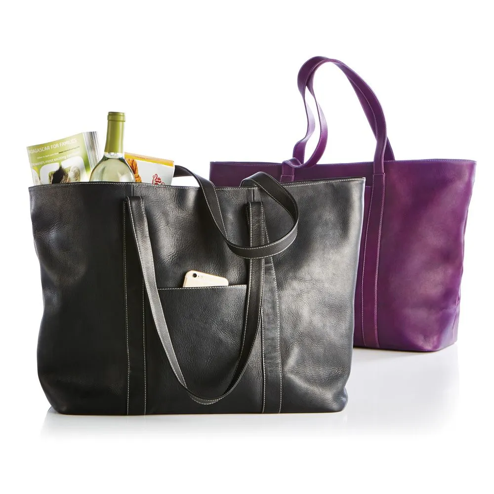 Swerv Collection Black Super Shopper Leather Tote