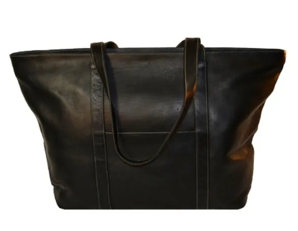 Swerv Collection Black Super Shopper Leather Tote