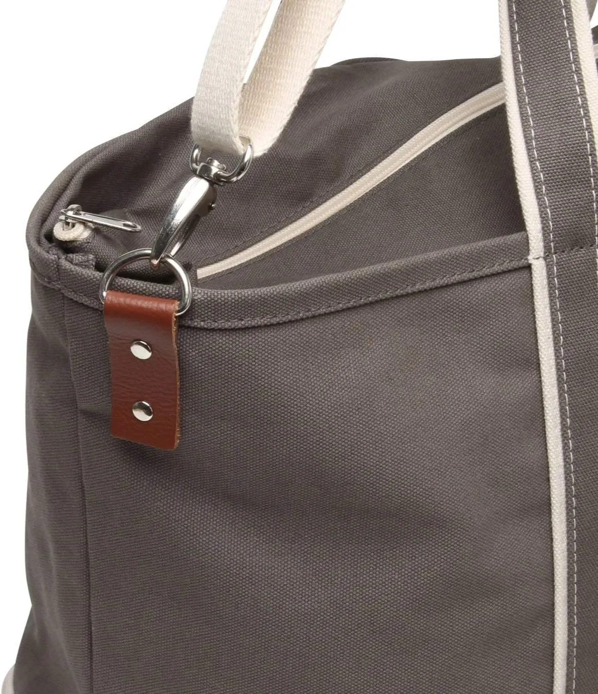 Tag&Crew Multi Pocket Rhodes Boat Weekender Travel Duffle Canvas Bag with Shoe Compartment, Detachable Shoulder Strap, Grey