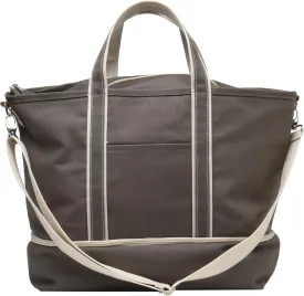 Tag&Crew Multi Pocket Rhodes Boat Weekender Travel Duffle Canvas Bag with Shoe Compartment, Detachable Shoulder Strap, Grey