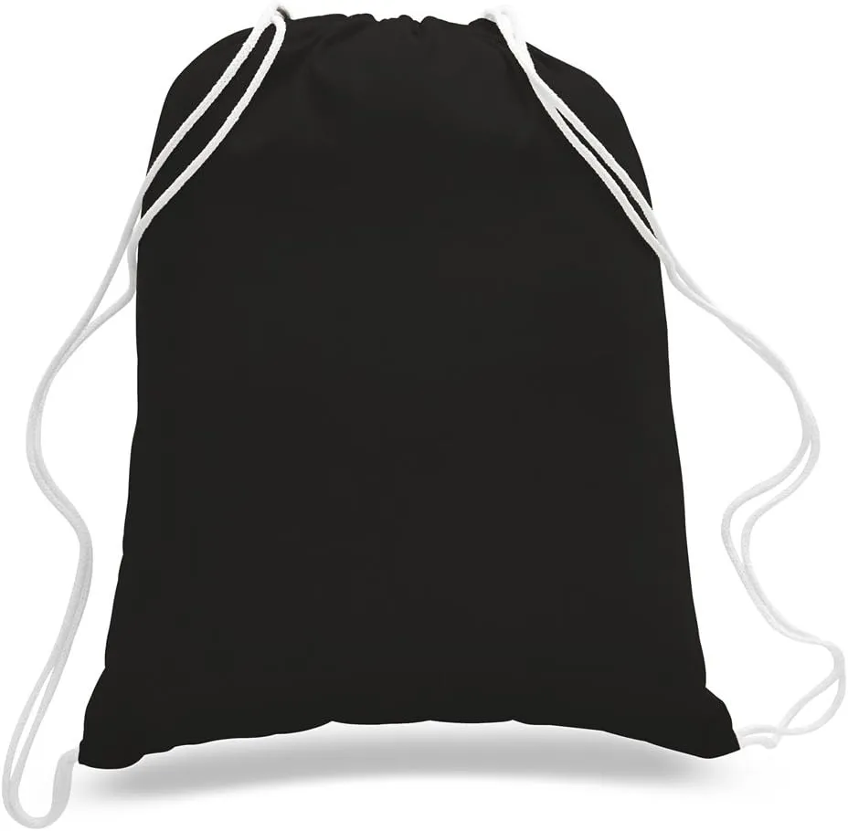 TBF 12 Pack Bulk Cotton Canvas Drawstring Backpack Bags (14" W x 18" H) - Perfect for DIY, Crafts, Events & More