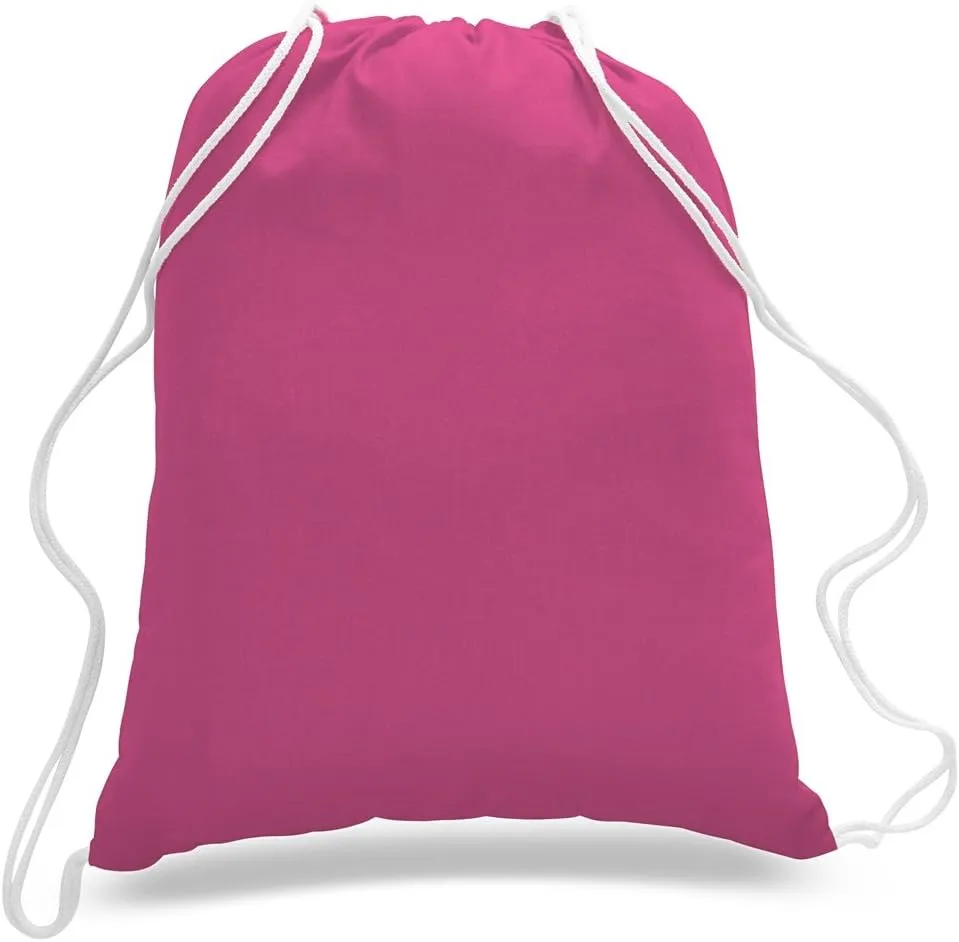 TBF 12 Pack Bulk Cotton Canvas Drawstring Backpack Bags (14" W x 18" H) - Perfect for DIY, Crafts, Events & More