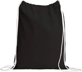 TBF (50 Pack) Set of 50 Durable Cotton Canvas Drawstring Backpack Bags 14" W x 16" H (Black)