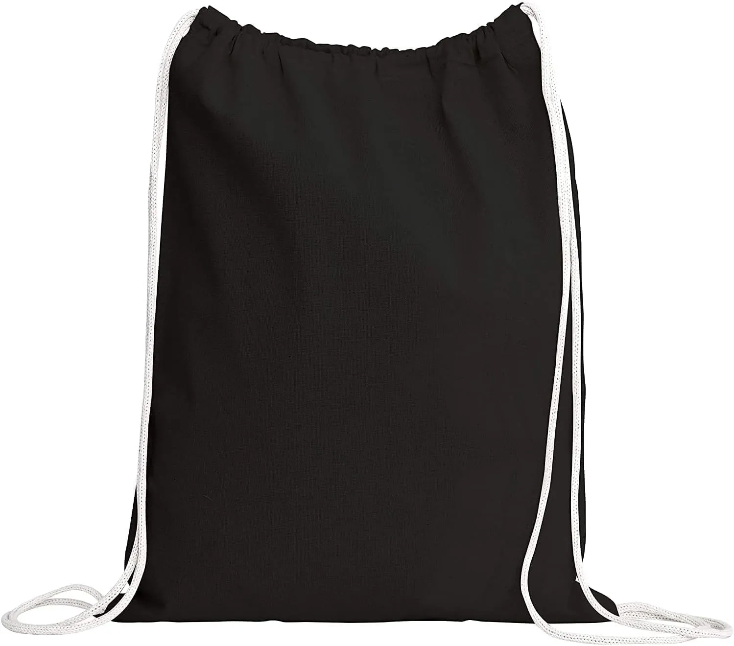 TBF (50 Pack) Set of 50 Durable Cotton Canvas Drawstring Backpack Bags 14" W x 16" H (Black)