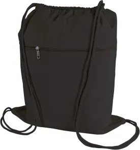 TBF Cotton Canvas Drawstring Backpack with Zippered Front Pocket Cinch Sack Pull String Sport Bags for Gym, Hike, Men Women Kids Bags (Black, Set of 3)
